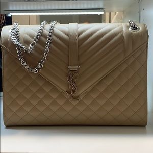 YSL ENVELOPE MEDIUM LEATHER IN DARK BEIGE
